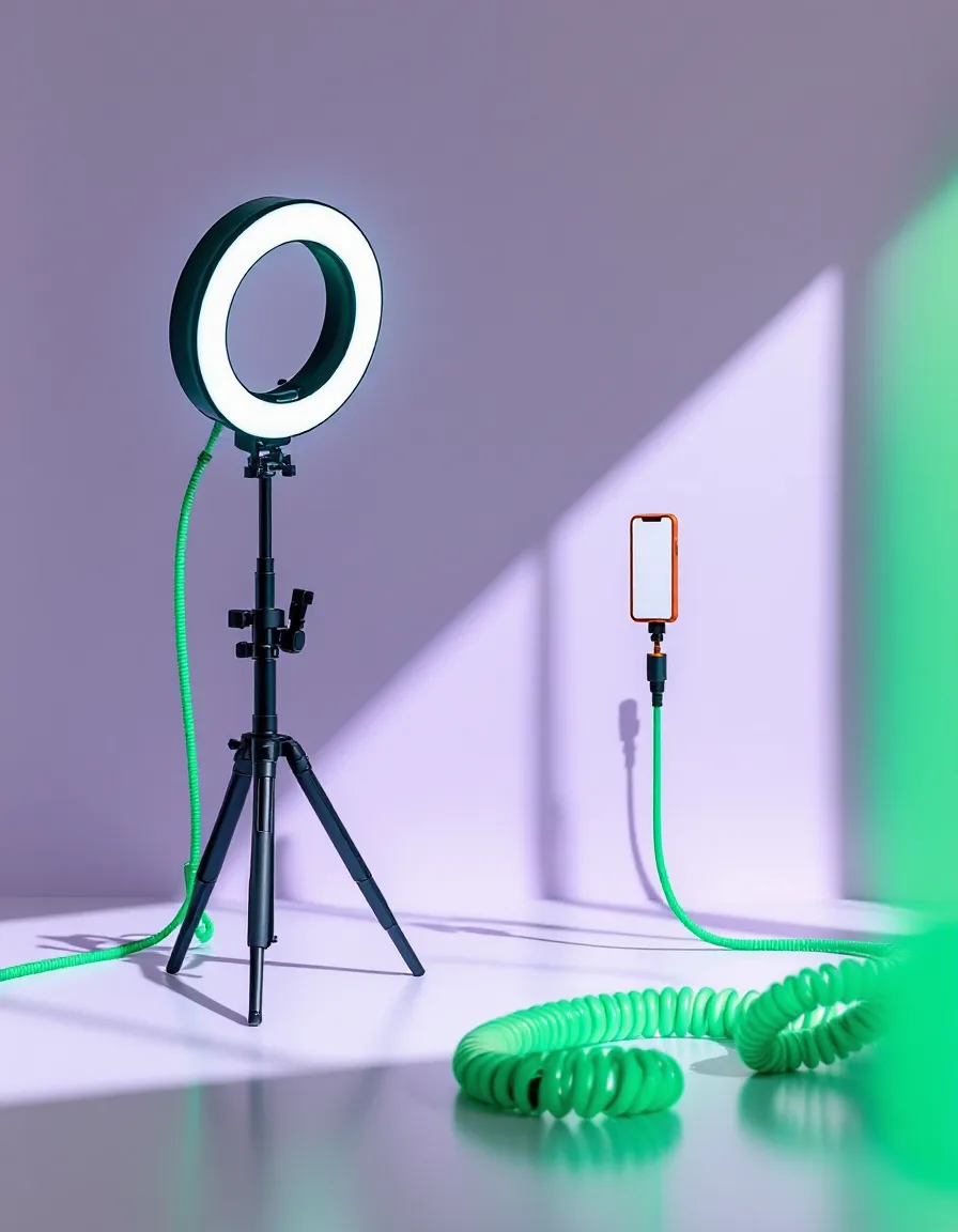 A small content studio setup on a seamless backdrop